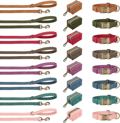 Soft PU Leather Dog Collar, Stylish Quick Released Dog Collars for Small Dogs, Easy Clean Adjustable Pet Collar for Daily Walking, Blue, S Fit 10-15" Neck