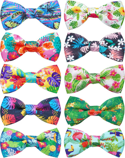 10 Pack Plaid Small Dog Bow Ties Sliding Collar Attachments Puppy Cats Classic Bowties for Medium Dogs Rainbow Bowknots Christmas Party Holiday Pet Grooming Accessories(Small)