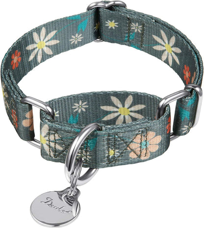Martingale Dog Collar No Pull Pet Collar Heavy Duty Dog Martingale Collars Silky with Unique Geometric Pattern for Medium and Large Dogs (Large, Turquoise)
