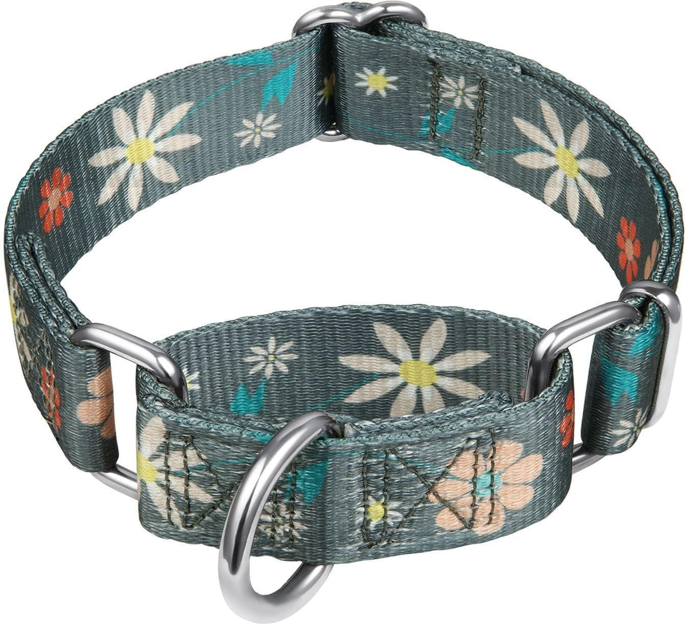Martingale Dog Collar No Pull Pet Collar Heavy Duty Dog Martingale Collars Silky with Unique Geometric Pattern for Medium and Large Dogs (Large, Turquoise)