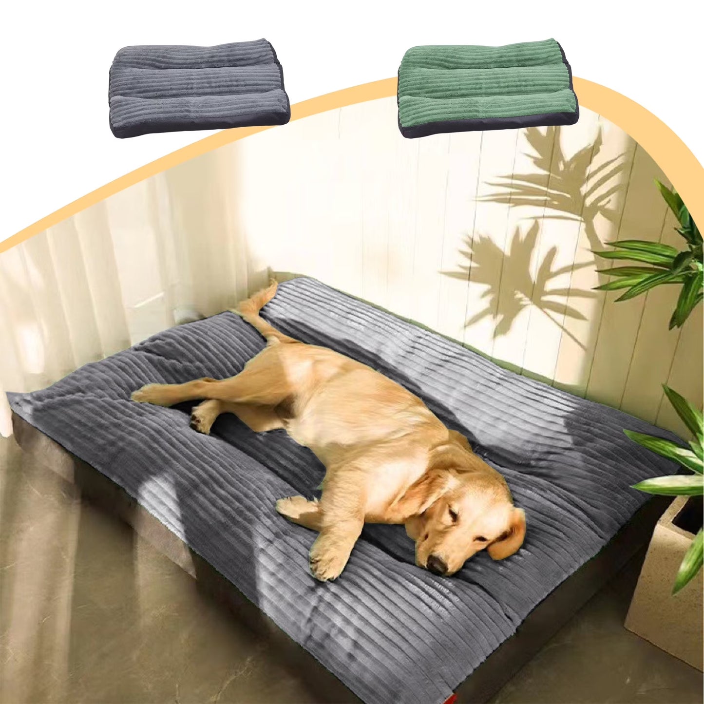 Dog Bed Washable with Removable Cover Waterproof, Soft Flannel Dog Crate Beds for Large Medium Small Dogs Cats, Non-Slip Pet Beds Kennel Pad 23.6 Inch X 18.5 Inch