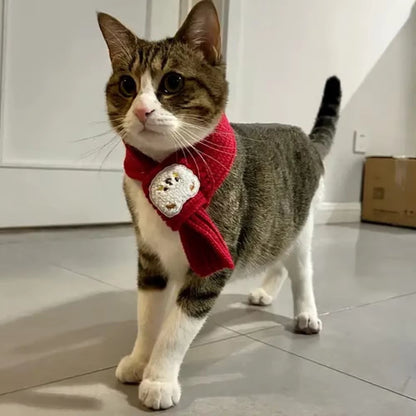 New Year Festive Sphynx Cat Scarf for Cats Gotas Winter Warm Pet Neck Accessories Garfield Siamese Dog Scarves Mascotas Products