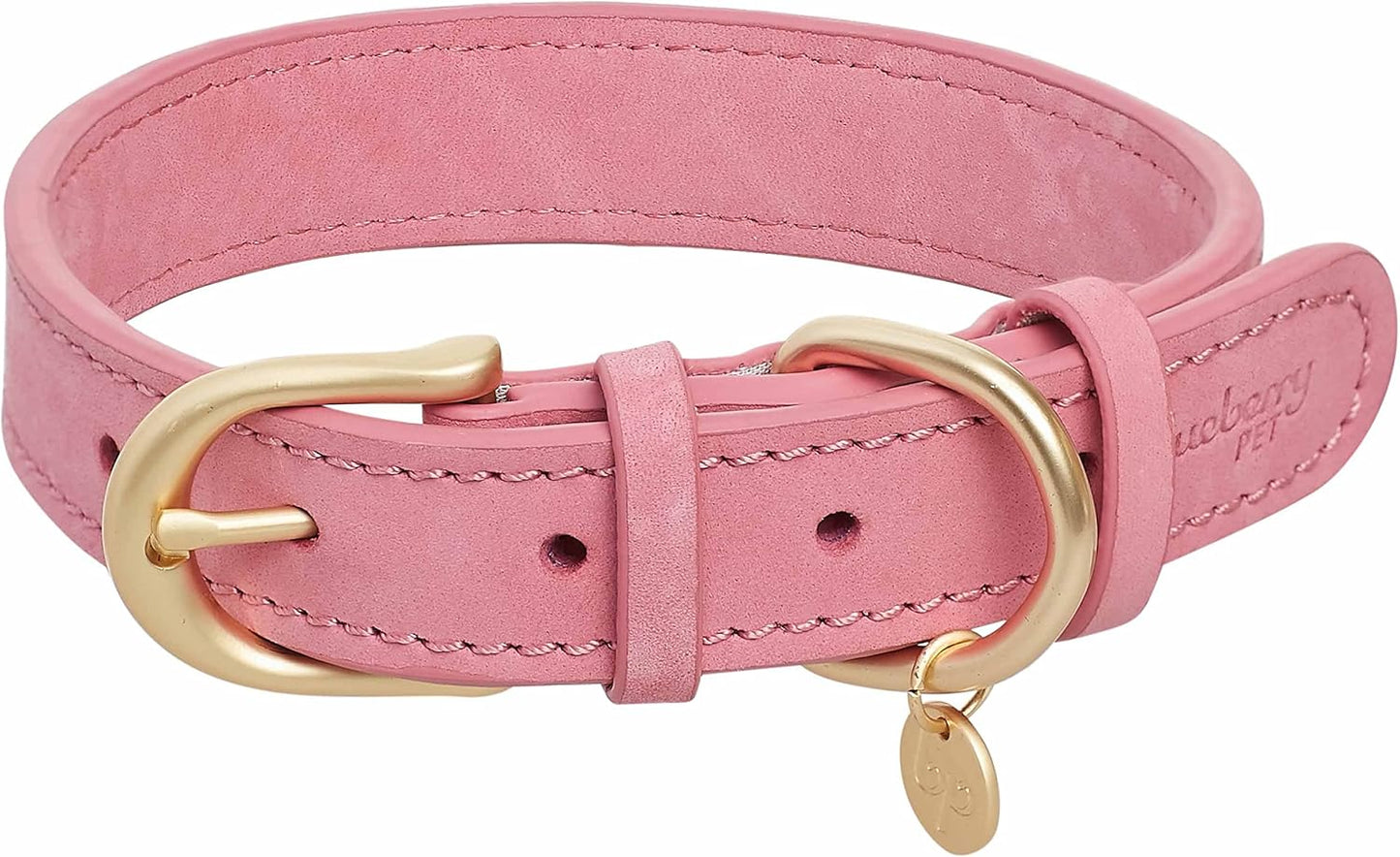 Soft & Comfy Leather Dog Collar - Adjustable Dog Collars for Small Dogs, Genuine Leather Collar for Dogs, Classic Striped Leather Dog Collars, Small, Neck 12"-15"