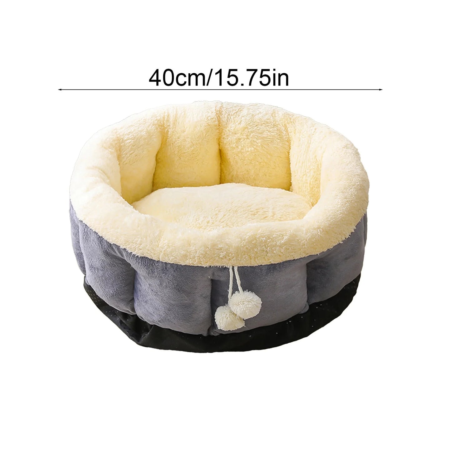 Soothing round Pet Bed for Dogs and Cats, Soft Faux Mattress, Warm Comfortable Bed for Small Medium Large Pets, 40X40X15Cm, 1 Piece