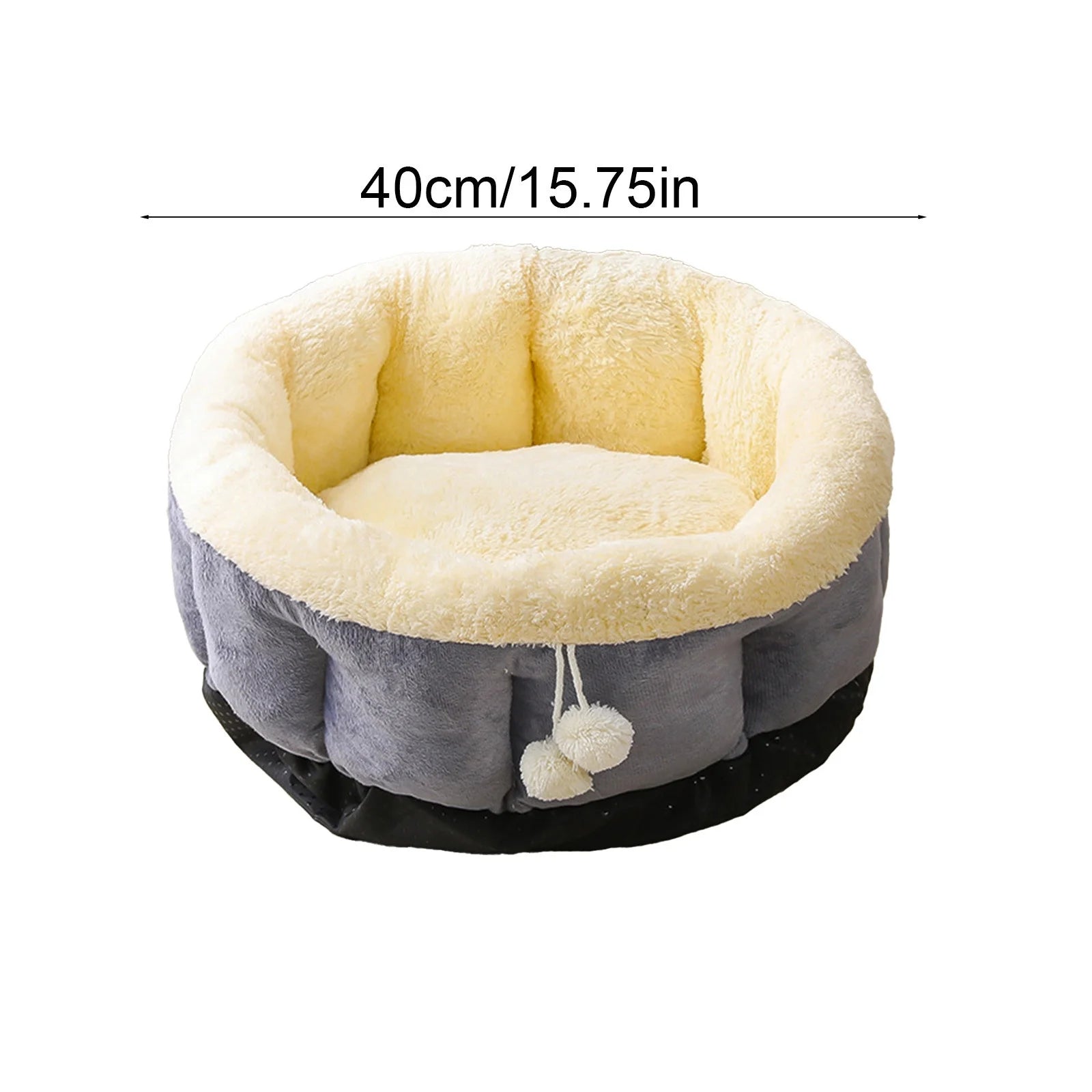 Soothing round Pet Bed for Dogs and Cats, Soft Faux Mattress, Warm Comfortable Bed for Small Medium Large Pets, 40X40X15Cm, 1 Piece