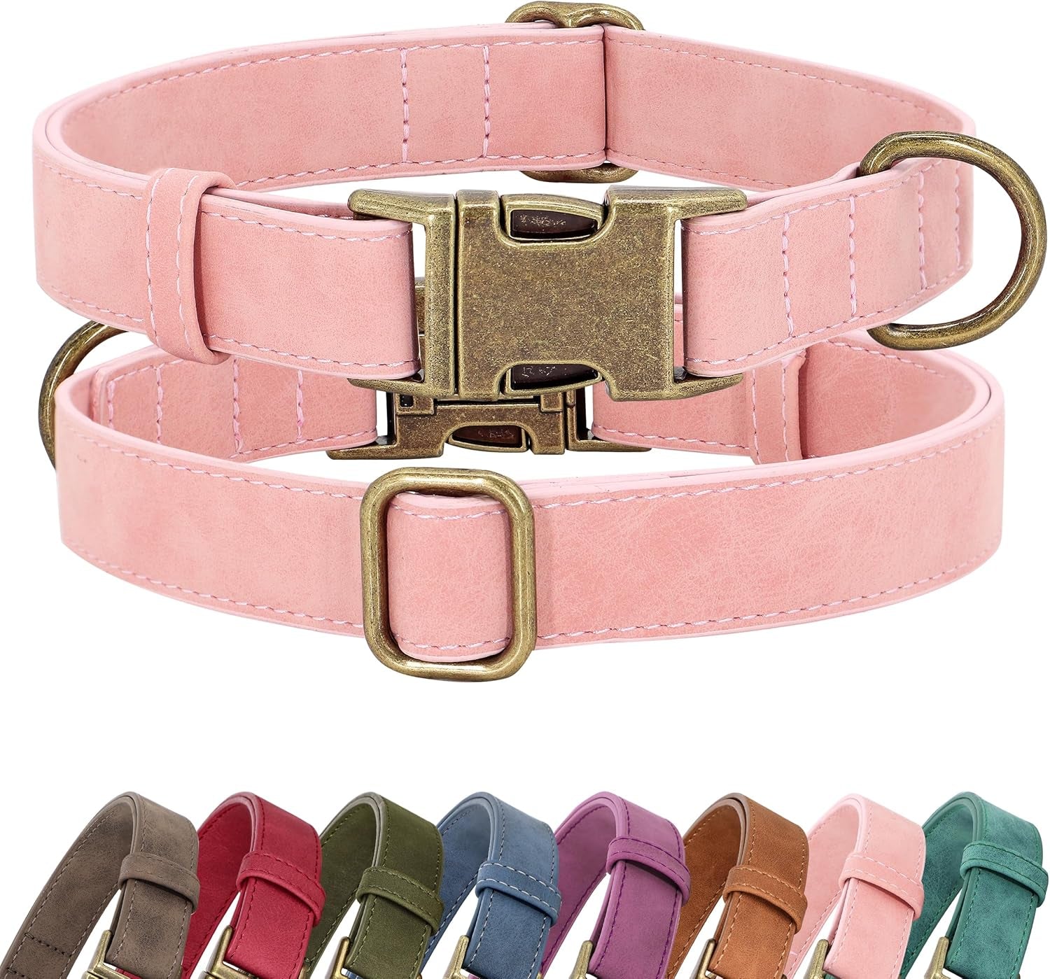 Soft PU Leather Dog Collar, Stylish Quick Released Dog Collars for Small Dogs, Easy Clean Adjustable Pet Collar for Daily Walking, Blue, S Fit 10-15" Neck