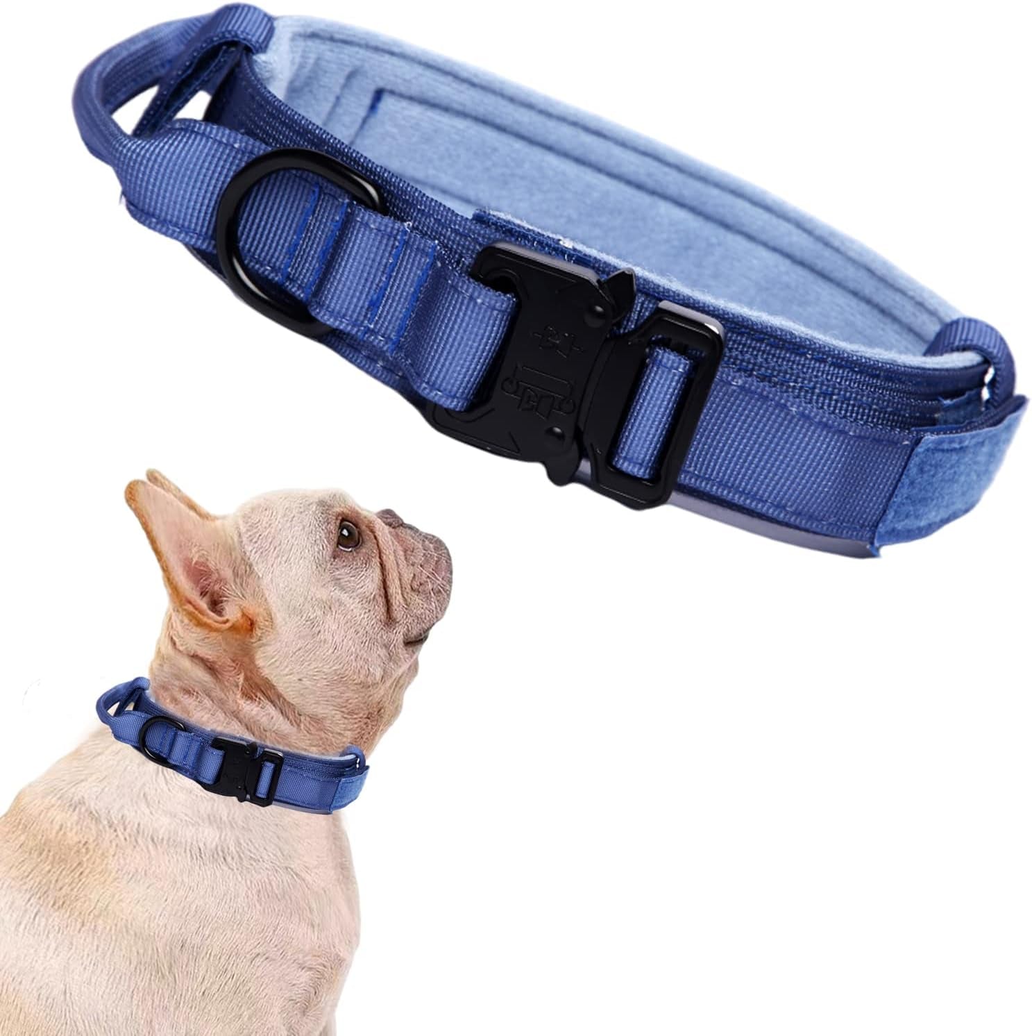 Tactical Dog Collar Adjustable Military Nylon Dog Collar with Control Handle and Heavy Duty Metal Buckle for Medium and Large Dogs (Brown,M)