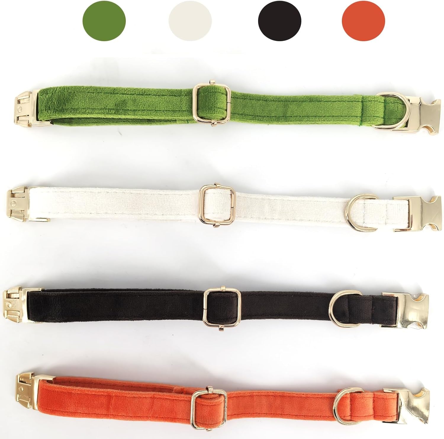 Velvet Dog Collar for Small Medium Dog, Durable Soft Velvet, White Green Orange Brown for Girl Boy, Adjustable Metal Buckle Puppy Collar Suitable for Running, Playing and Weddings. (Brown, XS)