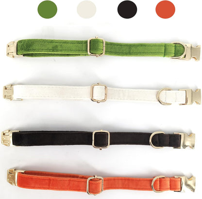 Velvet Dog Collar for Small Medium Dog, Durable Soft Velvet, White Green Orange Brown for Girl Boy, Adjustable Metal Buckle Puppy Collar Suitable for Running, Playing and Weddings. (Brown, XS)