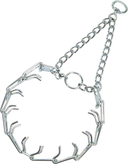 Prong Dog Training Collar, 22In X 3.0Mm (Neck Size up to 18In) Medium, Ultra-Plus Chrome Plated Steel Pet Pinch anti Pull Collar for Dogs Made in Germany