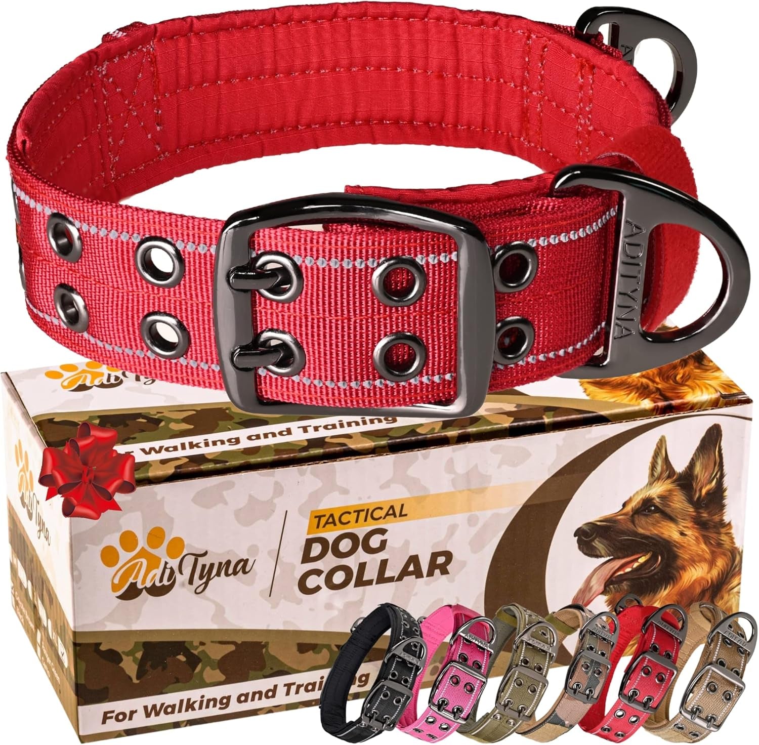 Heavy Duty Dog Collar for Large Dogs - Reflective Collar with Handle for Training, and Walking - Wide, Thick, Tactical, Soft Neoprene Padded