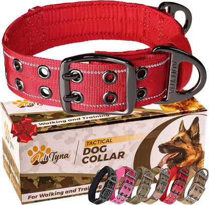 Heavy Duty Dog Collar for Large Dogs - Reflective Collar with Handle for Training, and Walking - Wide, Thick, Tactical, Soft Neoprene Padded