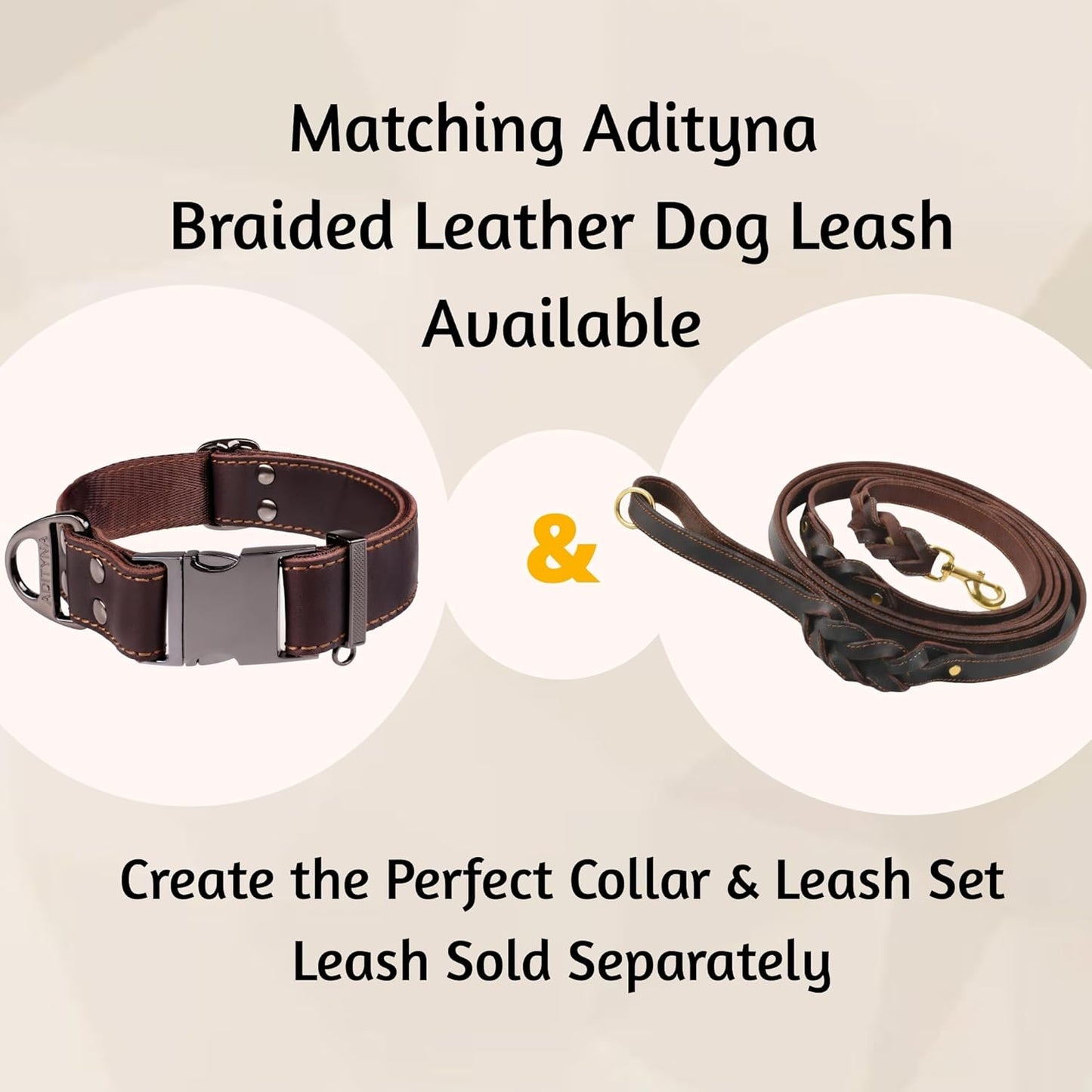 Leather Dog Collar with Metal Buckle - Heavy-Duty, Adjustable for Medium & Large Dogs - Walking, Training, Hiking (Brown, Fits 15-21" Necks)