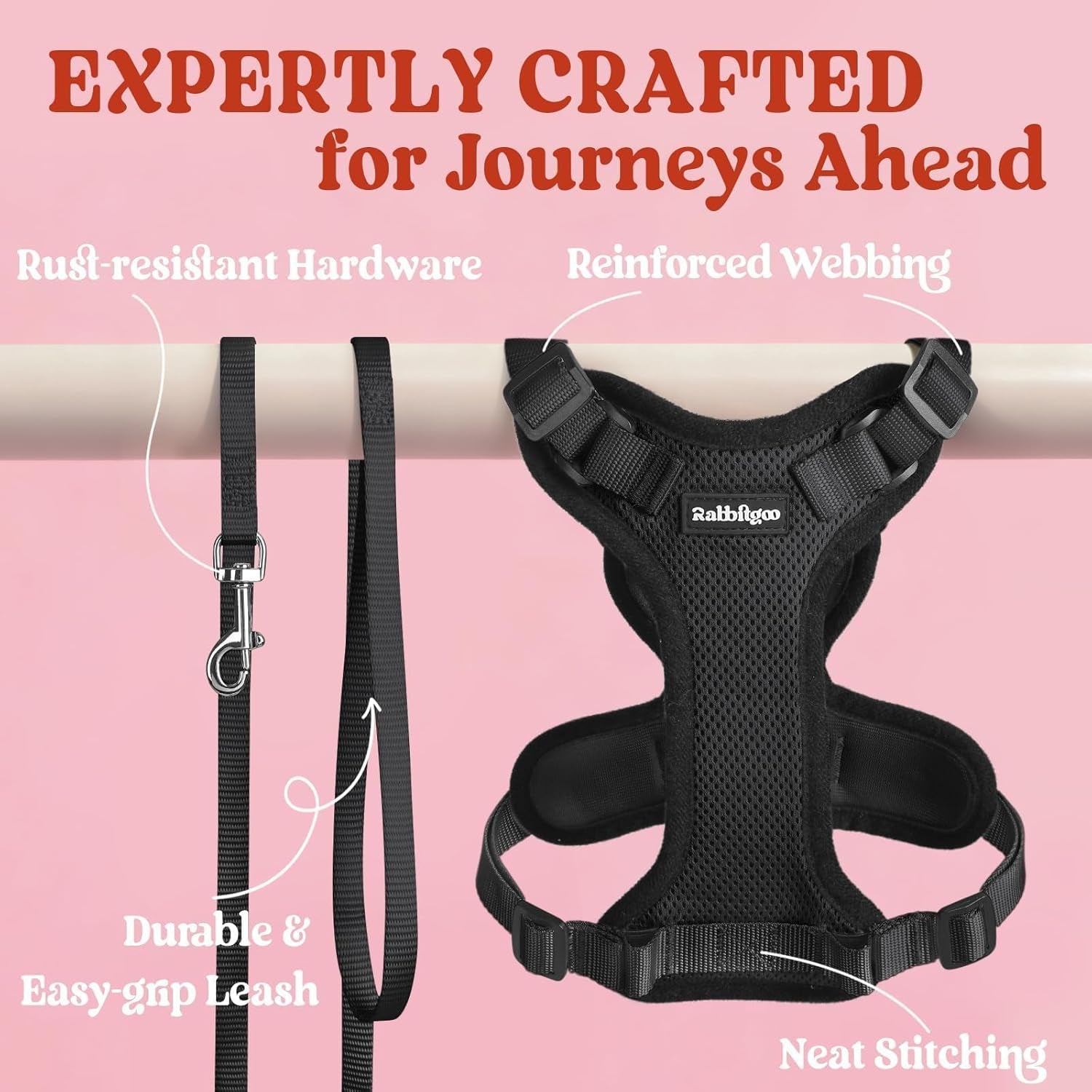 Cat Harness and Leash for Walking, Escape Proof Soft Adjustable Vest Harnesses for Cats, Easy Control Breathable Reflective Strips Jacket, Black, XS