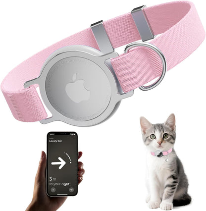 Airtag Cat Collar, Ultra Elastic Cat Tracker Collar, Airtag Holder Compatible with Apple Air Tag, [Lightweight & Scratch Resistant] Adjustable Stepless GPS Pet Collar for Cats Kittens, Orange
