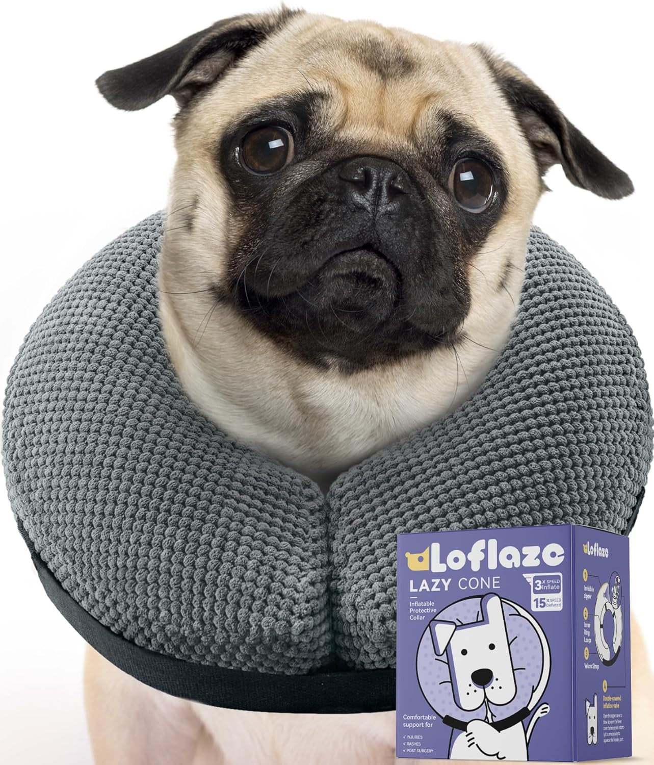 Soft Inflatable Dog Cone for Large Medium Small Dogs Cats - Neck Donut, E Collar Alternatives for Recovery