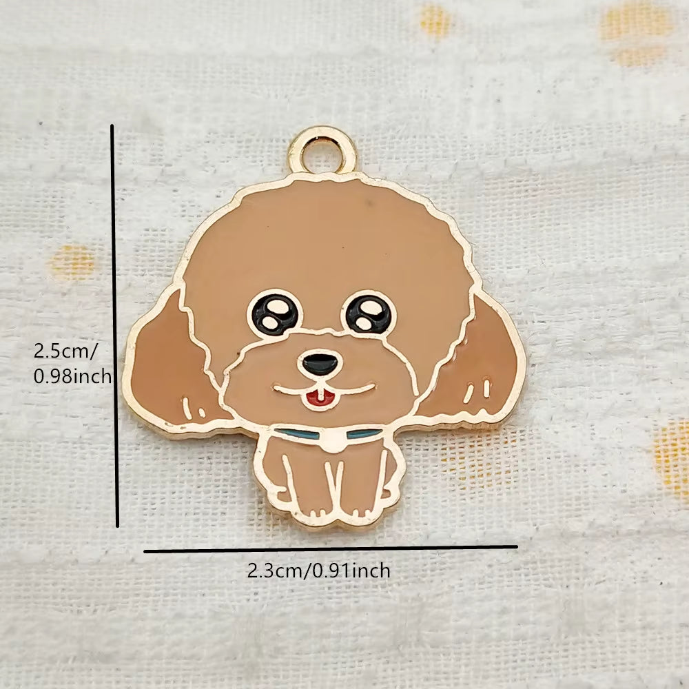 10Pcs Dog Charm Jewelry Accessories Diy Making Craft Enamel Necklace Earring Pendant Keychain Charms Alloy Metal Gold Plated