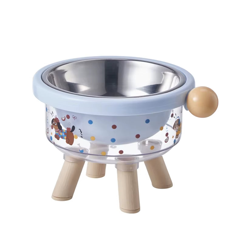 Cute Pet Stainless Steel High-Legged Cat Food Bowl, Dachshund Pattern Design, Detachable, Easy to Clean, Dual-Use Pet Bowl