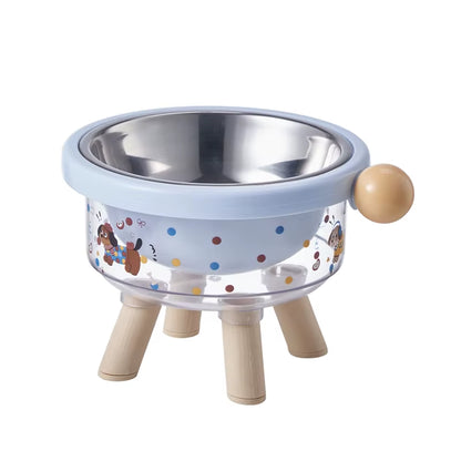 Cute Pet Stainless Steel High-Legged Cat Food Bowl, Dachshund Pattern Design, Detachable, Easy to Clean, Dual-Use Pet Bowl