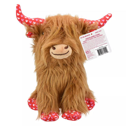 Multipet Highland Cow Interactive Plush Dog Toy