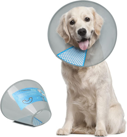 Dog Cone Collar Adjustable after Surgery, Comfortable Pet Recovery Collar & Cone for Large Medium Small Dogs, Elizabethan Dog Neck Collar Plastic Practical （L）