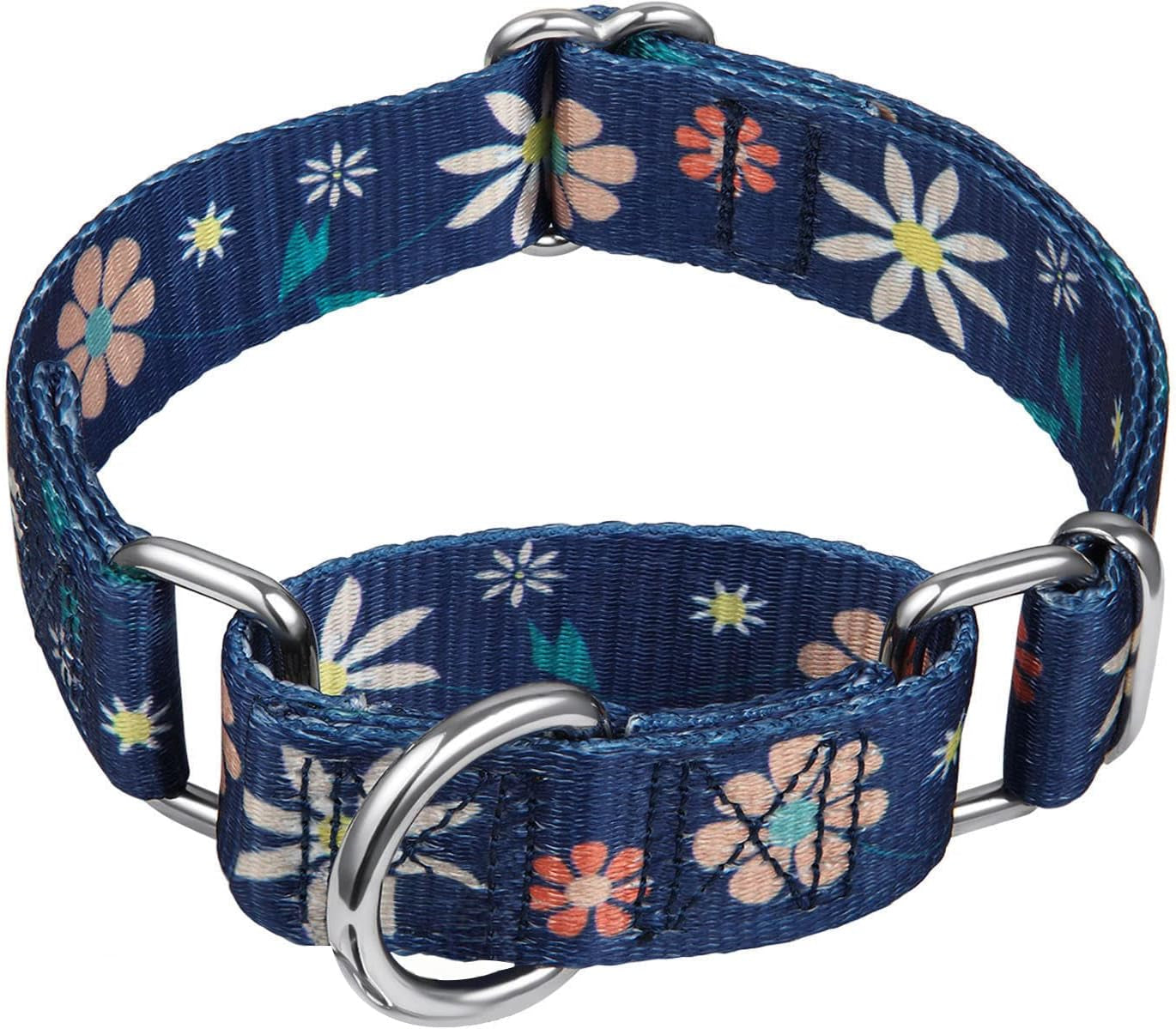 Martingale Dog Collar No Pull Pet Collar Heavy Duty Dog Martingale Collars Silky with Unique Geometric Pattern for Medium and Large Dogs (Large, Turquoise)