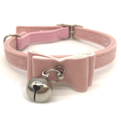 Safety Elastic Cat Collar Bowtie with Bell Small Dog Cat Collar Safe Soft Velvet 6 Colors Kitten Bow Tie Necklace Pet Supplies