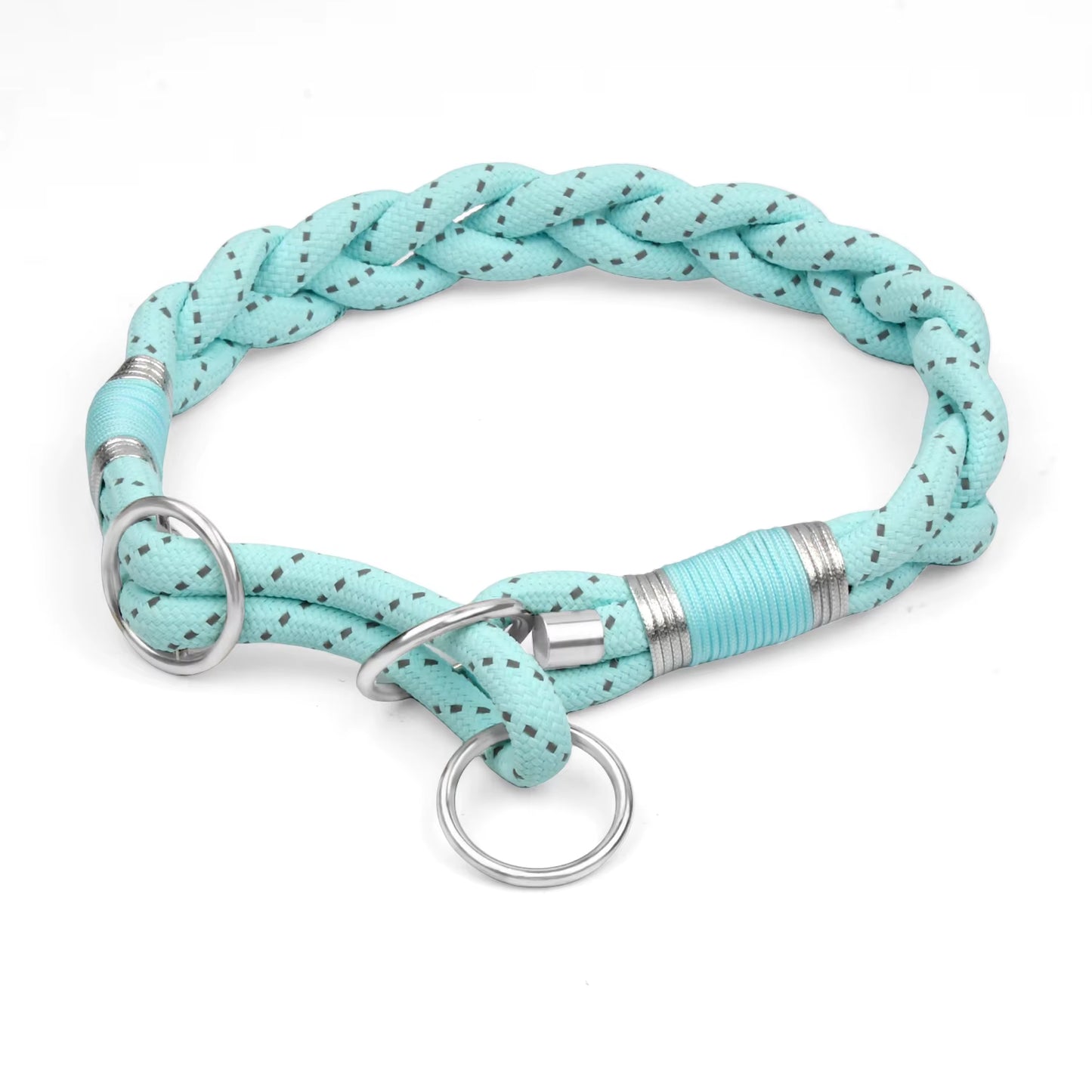 Braid Twisted Design Collar for Dog Strong Solid with Reflective Effect Pet Collars Sky Blue and Pink Colors New Training Collar