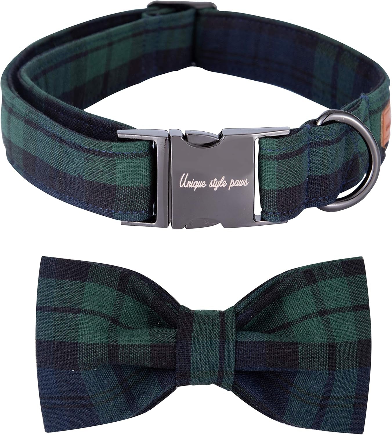 Plaid Dog Collar with Bow Pet Gift Adjustable Soft and Comfy Bowtie Collars for Small Medium Large Dogs