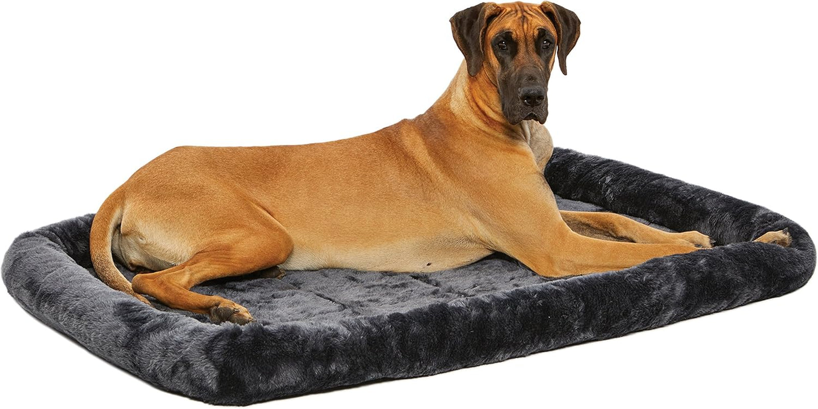 Cozy Gray Faux Fur Bolster Dog Bed - Ultra-Soft, Machine Washable, Perfect for XXS Dogs and Cats in 18-Inch Crates and Carriers
