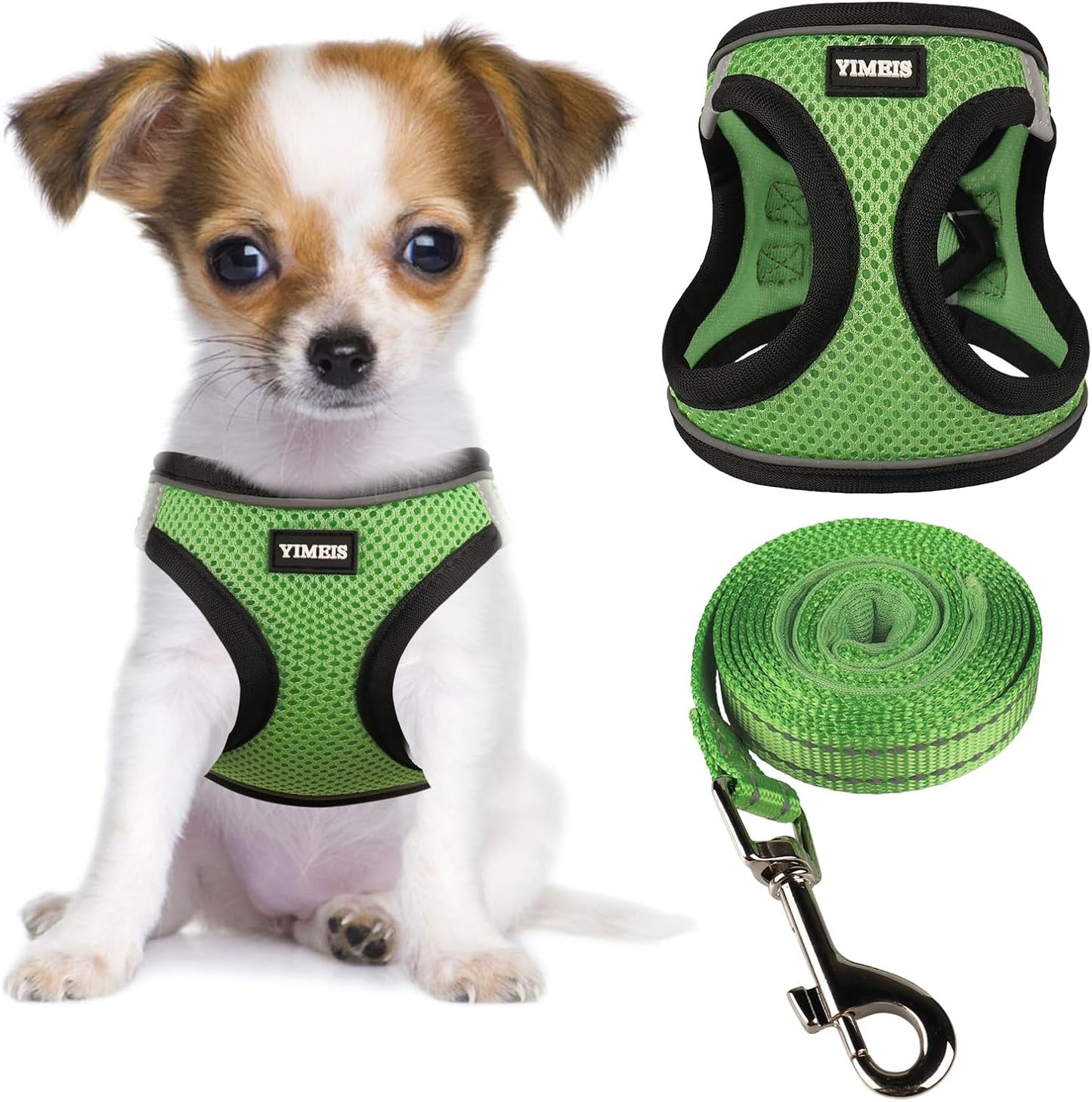Dog Harness and Leash Set, No Pull Soft Mesh Pet Harness, Reflective Adjustable Puppy Vest for Small Medium Large Dogs, Cats (Pink, X-Small (Pack of 1)