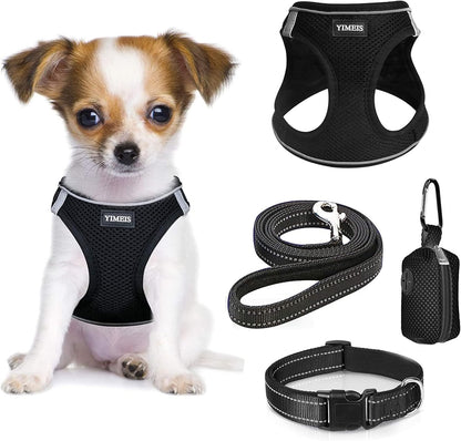 Dog Harness and Leash Set, No Pull Soft Mesh Pet Harness, Reflective Adjustable Puppy Vest for Small Medium Large Dogs, Cats (Pink, X-Small (Pack of 1)
