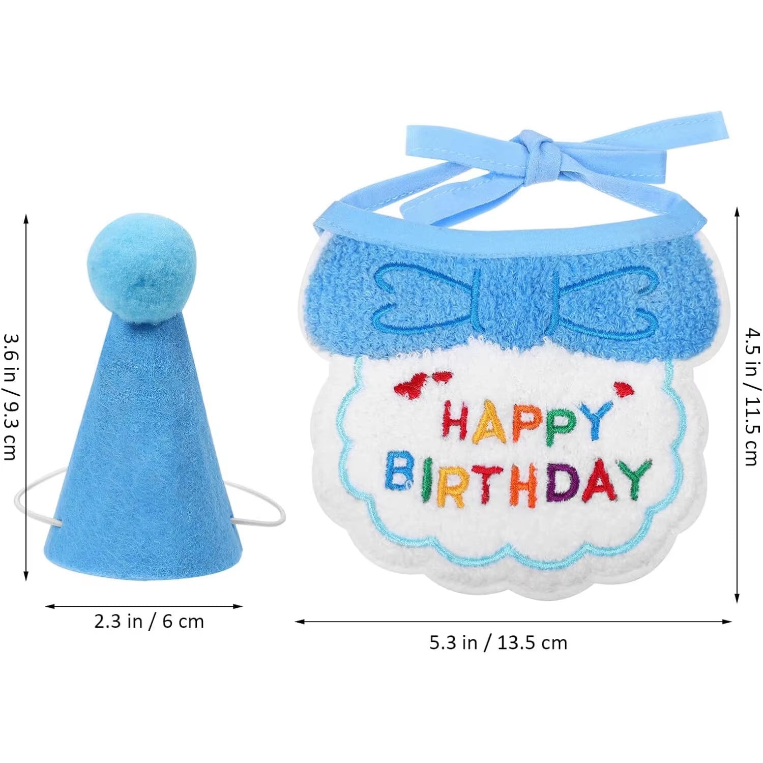 2Pcs Cat Dog Birthday Bandana Scarf and Party Hat Pet Birthday Bib and Hat Cat Birthday Outfit Pet Birthday Decorations Set