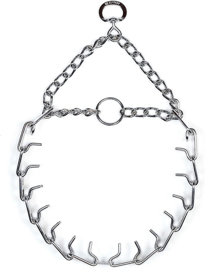 Prong Dog Training Collar, 22In X 3.0Mm (Neck Size up to 18In) Medium, Ultra-Plus Chrome Plated Steel Pet Pinch anti Pull Collar for Dogs Made in Germany