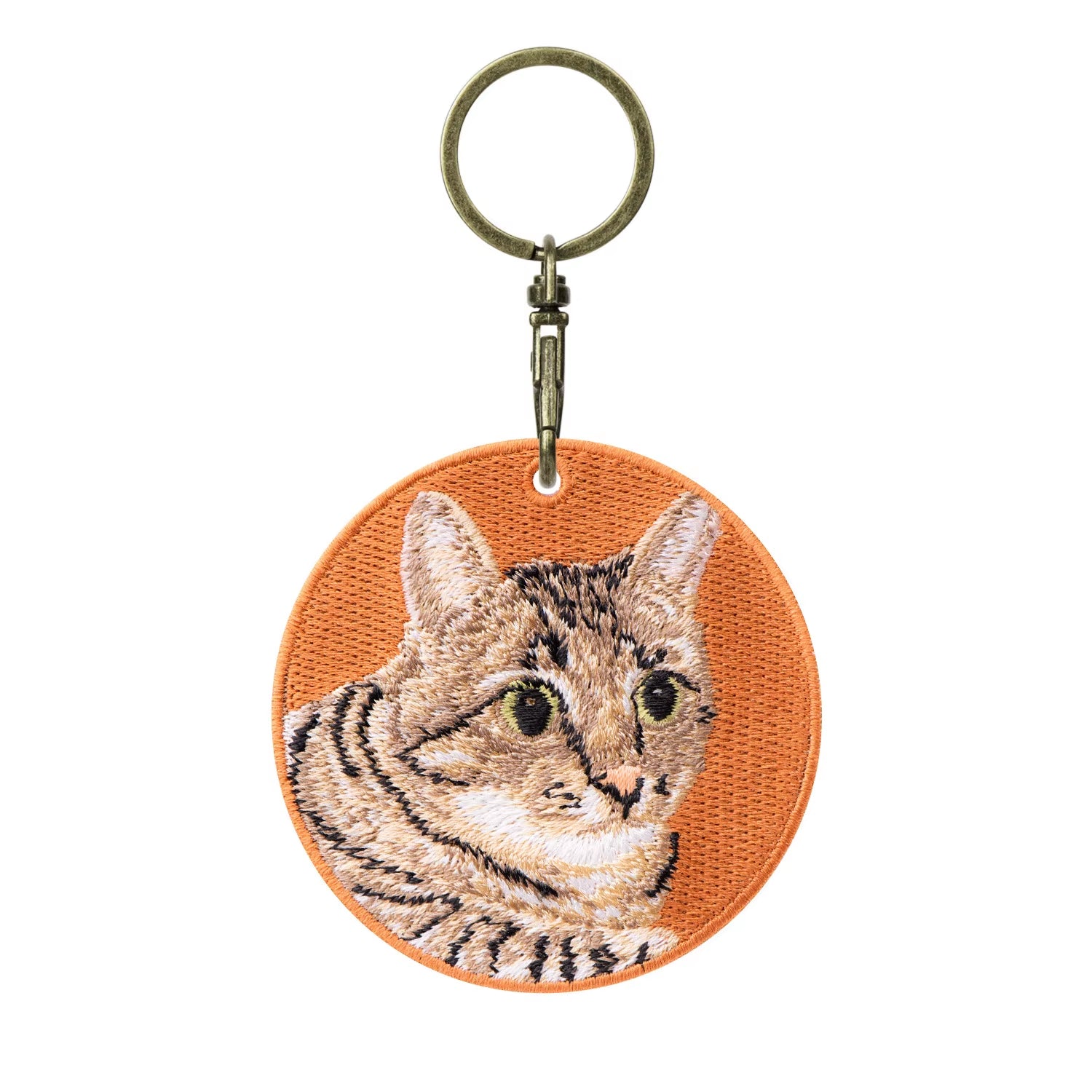 1 Piece Double Sides Embroidered Cat Patch Key Chain - Cute Pet Themed Durable Keychain Key Ring for Easy Attachment