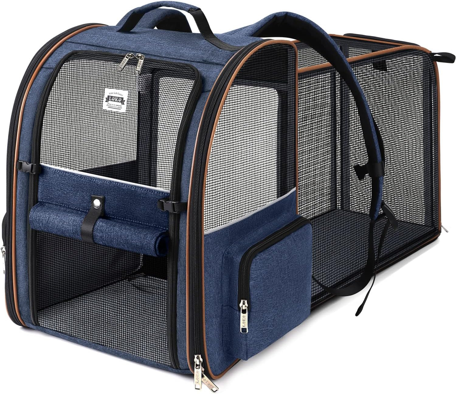 Cat Carrier Backpack, Expandable Pet Carrier with Sun Shade & Full Front Opening, Breathable Mesh Backpack for Small Dogs & Medium Cats up to 18 Lbs, Foldable for Hiking, Camping (Grey)