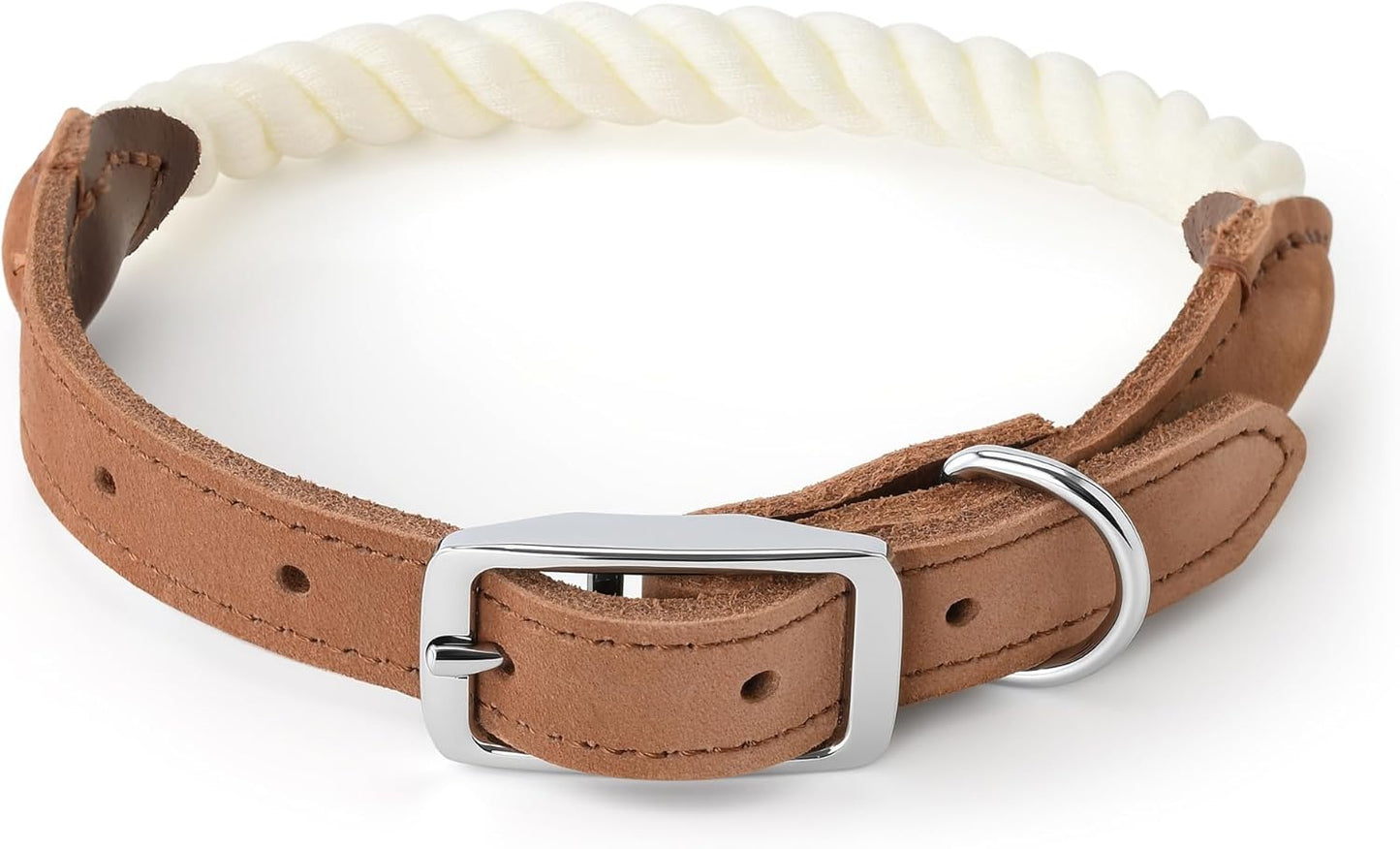 | Genuine Leather Dog Collar | Heavy Duty Canvas Dog Collars with Adjustable Rust-Proof Metal Pin Buckle | Boy Dog Collars for Medium Dogs(Pin Buckle-Turquoise Green)