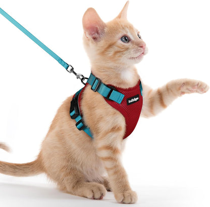 Cat Harness and Leash for Walking, Escape Proof Soft Adjustable Vest Harnesses for Cats, Easy Control Breathable Reflective Strips Jacket, Black, XS