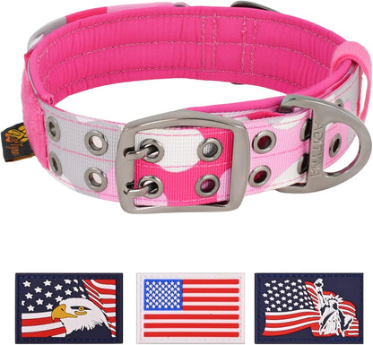 Heavy Duty Dog Collar for Large Dogs - Reflective Collar with Handle for Training, and Walking - Wide, Thick, Tactical, Soft Neoprene Padded