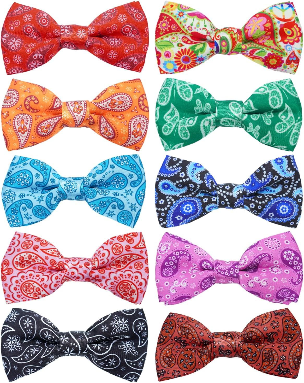 10 Pack Plaid Small Dog Bow Ties Sliding Collar Attachments Puppy Cats Classic Bowties for Medium Dogs Rainbow Bowknots Christmas Party Holiday Pet Grooming Accessories(Small)