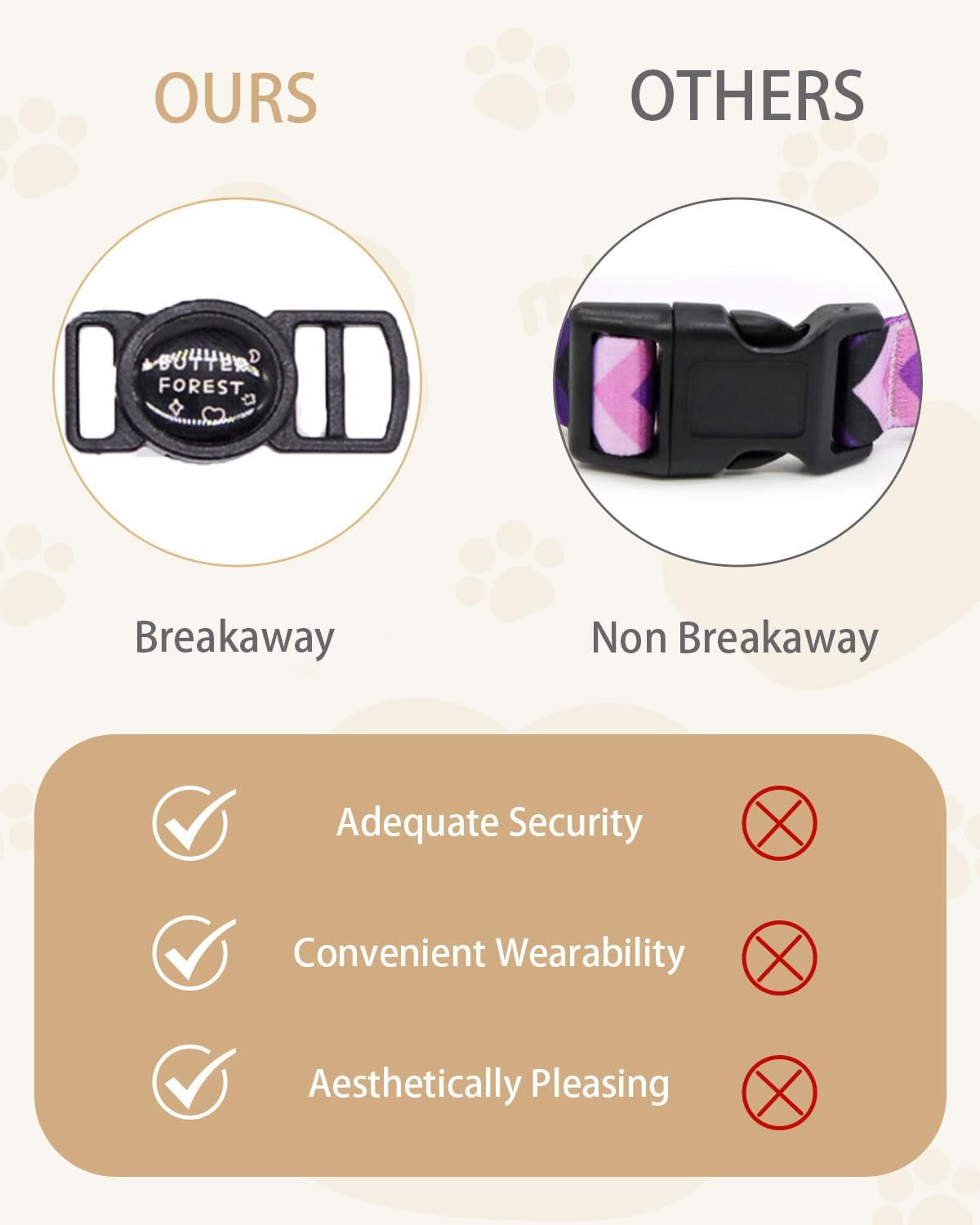 Furry Breakaway Cat Collar with Bell, Adjustable 7.87"-11.78" Kitten Collar, Suitable for All Types of Cats and Small Dogs (M, Brown)