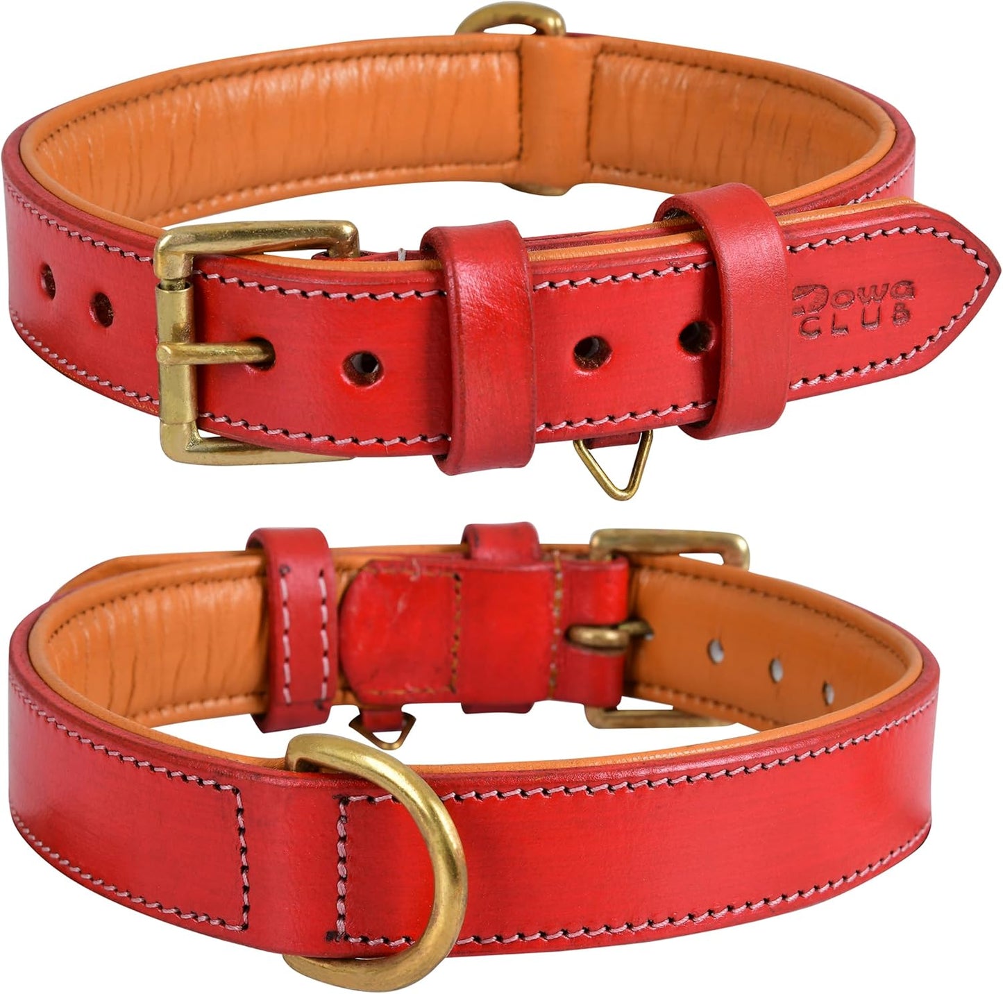 Genuine Leather Dog Collar | Full Grain, Heavy Duty, Comfortable, Padded, Strong | Best for Pups, Small, Medium, Large & XL Breeds (Small (Fit Neck Size 11.5"-14.5"), Dark Pink)
