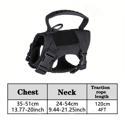 Tactical Cat Dog Harness Leash for Working Adjustable Pet Vest Harness Soft Mesh Training Puppy Straps with Handle for Large Cat