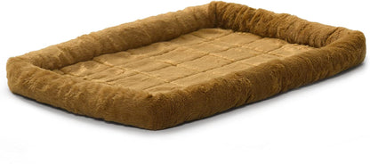 Cozy Gray Faux Fur Bolster Dog Bed - Ultra-Soft, Machine Washable, Perfect for XXS Dogs and Cats in 18-Inch Crates and Carriers