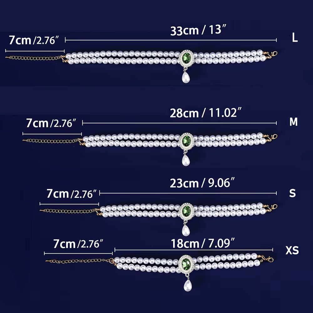 Wholesale Dog Cat Pearl Necklace Jewelry Diamond Pendant Adjustable Luxury Pet Collar Wedding Birthday Prom Costume Accessories