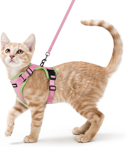 Cat Harness and Leash for Walking, Escape Proof Soft Adjustable Vest Harnesses for Cats, Easy Control Breathable Reflective Strips Jacket, Black, XS