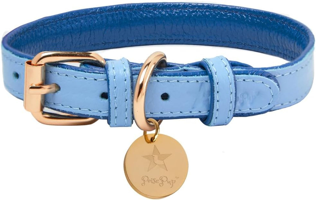 Genuine Leather Collar with Buckle for Dogs - Handmade, Adjustable & Soft - Brown | Light Pink - Medium (12.5-15.7 In)