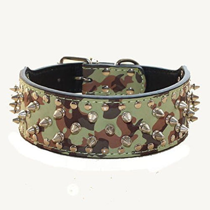 Spiked Studded Dog Collar, PU Leather Dog Collar, Adjustable Pet Collars for Medium or Large Breed Pet (L, Gold Brown2)