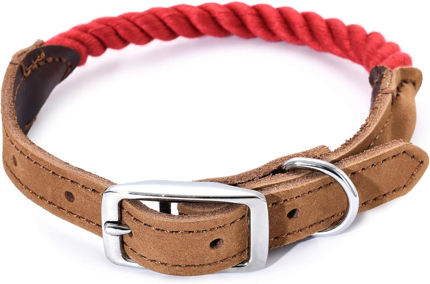 | Genuine Leather Dog Collar | Heavy Duty Canvas Dog Collars with Adjustable Rust-Proof Metal Pin Buckle | Boy Dog Collars for Medium Dogs(Pin Buckle-Turquoise Green)