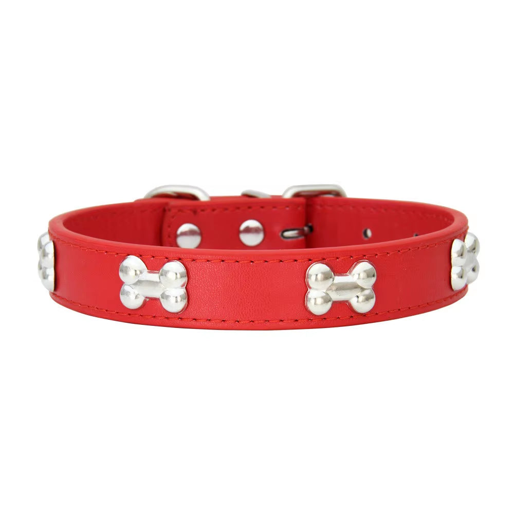 New Bone Leather Durable Pet Dog Collars Puppy Pug Collars for Small Large Dog Puppy Neck Collar GXQ13